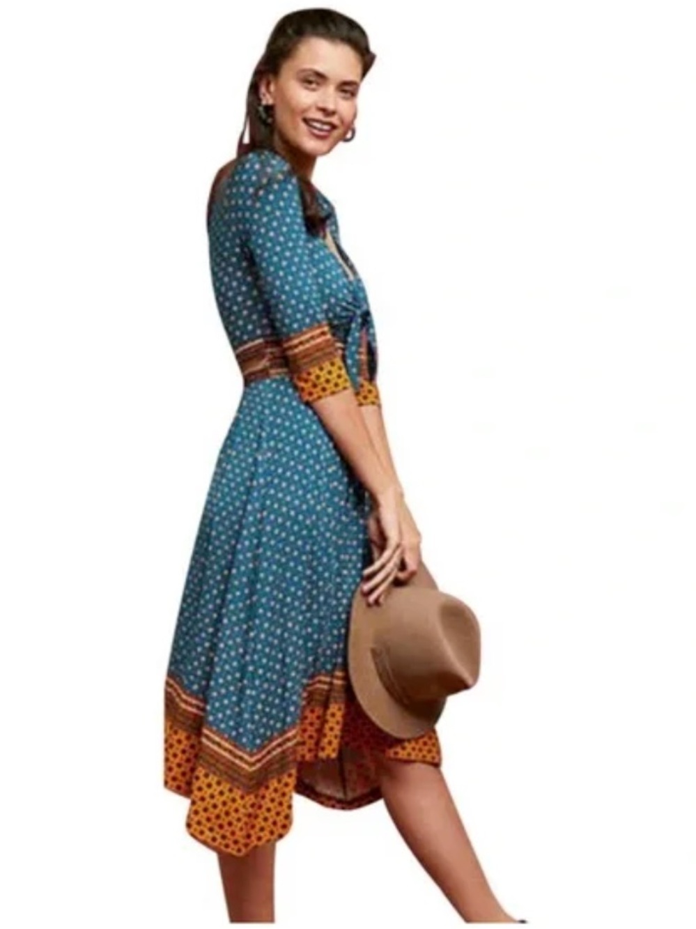 Maeve by Anthropologie "Beloved" Tie-Front Midi Dress - Size Small - NWOT - Picture 3 of 9